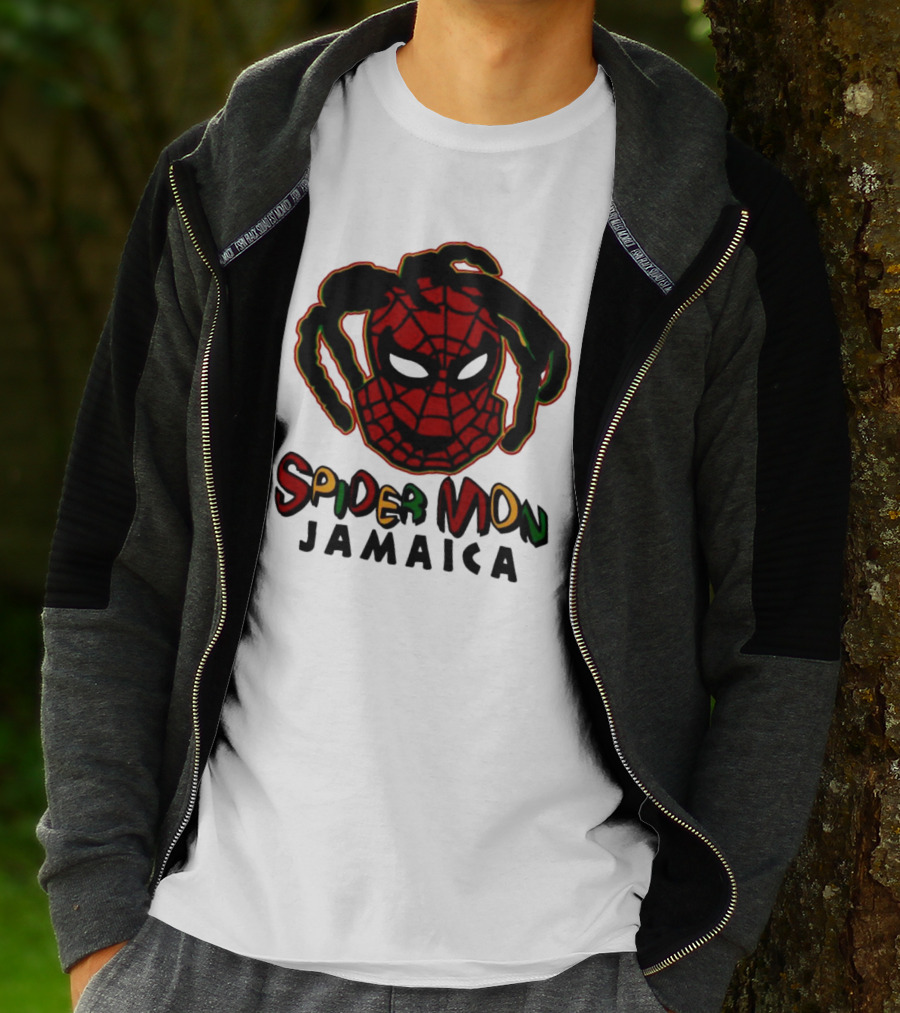 Spider Mon Jamaica Rasta Colors Face T-Shirt