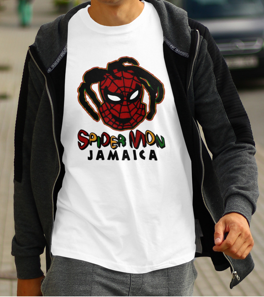 Spider Mon Jamaica Rasta Colors Face T-Shirt