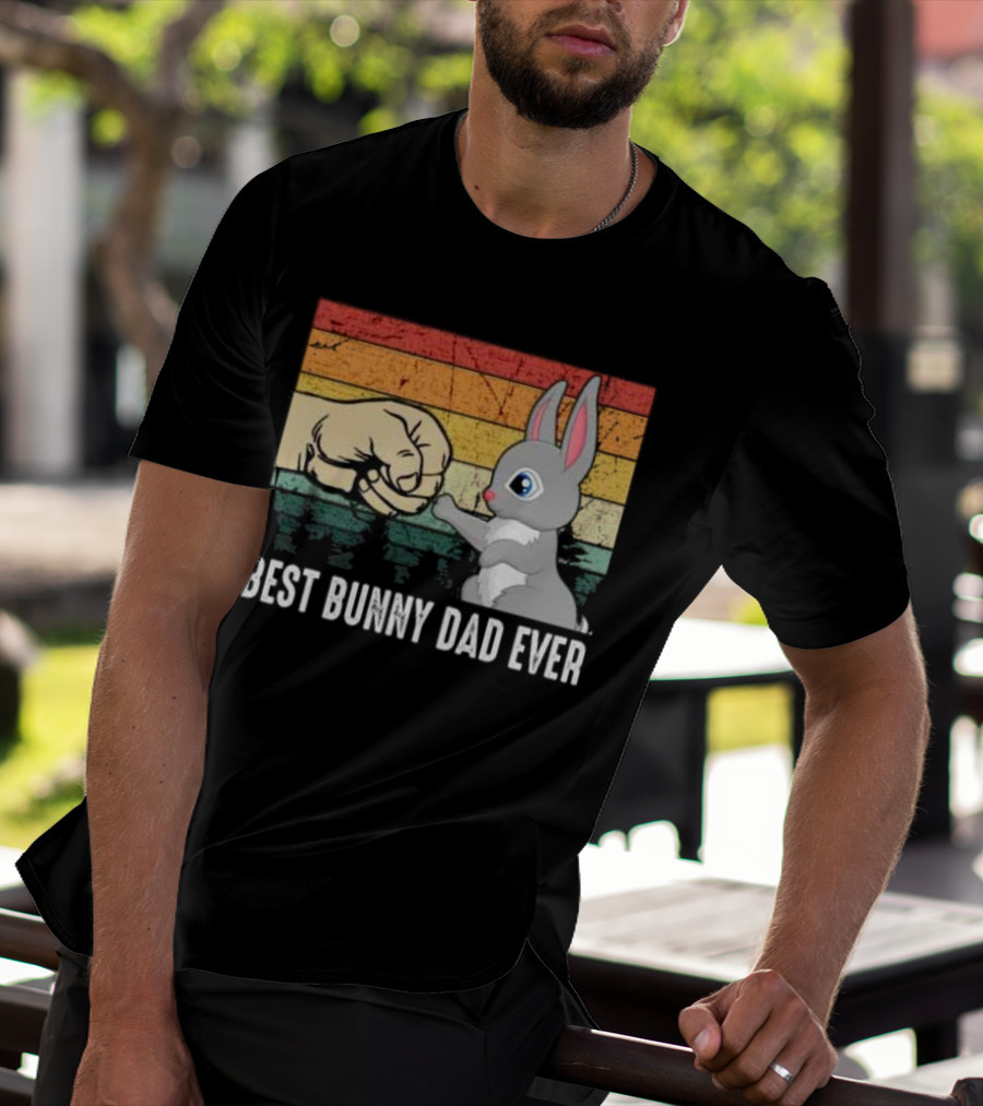 BEST BUNNY DAD EVER Vintage Fist Bump With Rabbit T-Shirt