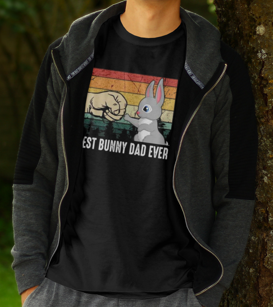 BEST BUNNY DAD EVER Vintage Fist Bump With Rabbit T-Shirt