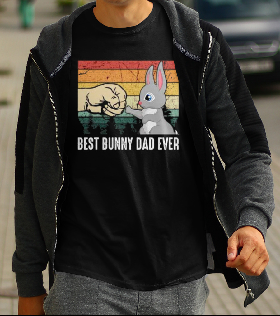 BEST BUNNY DAD EVER Vintage Fist Bump With Rabbit T-Shirt