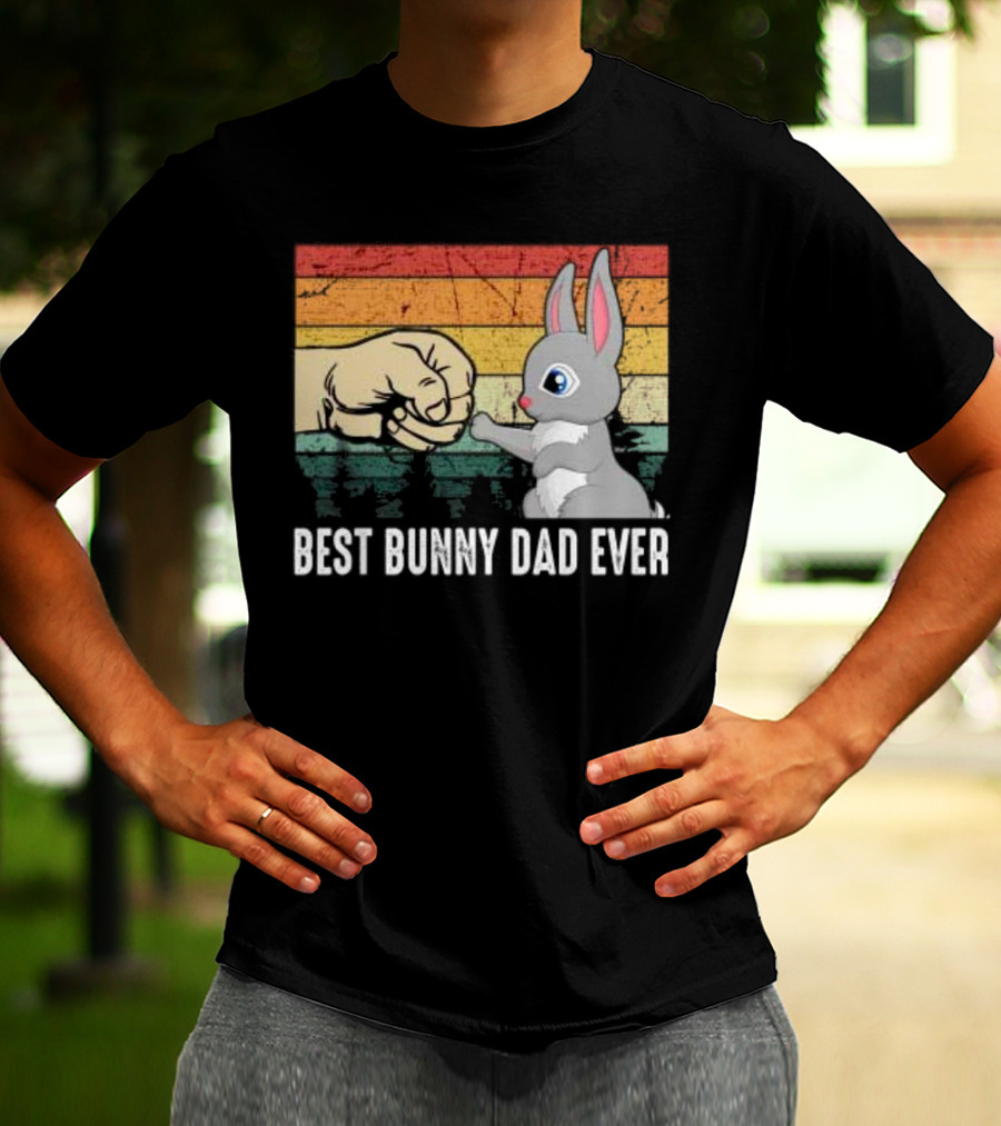 BEST BUNNY DAD EVER Vintage Fist Bump With Rabbit T-Shirt