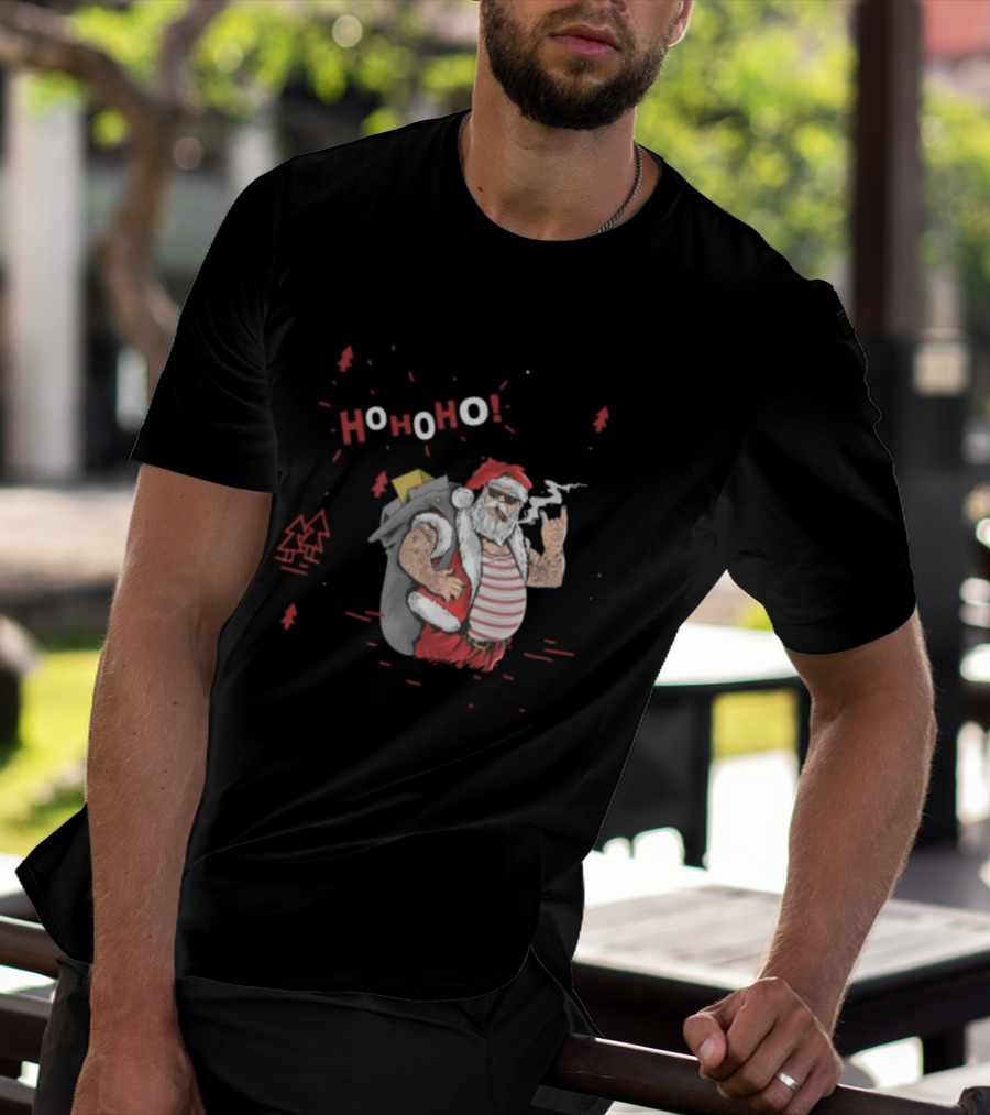 Santa Tricks With Ho Ho Ho Christmas T-Shirt