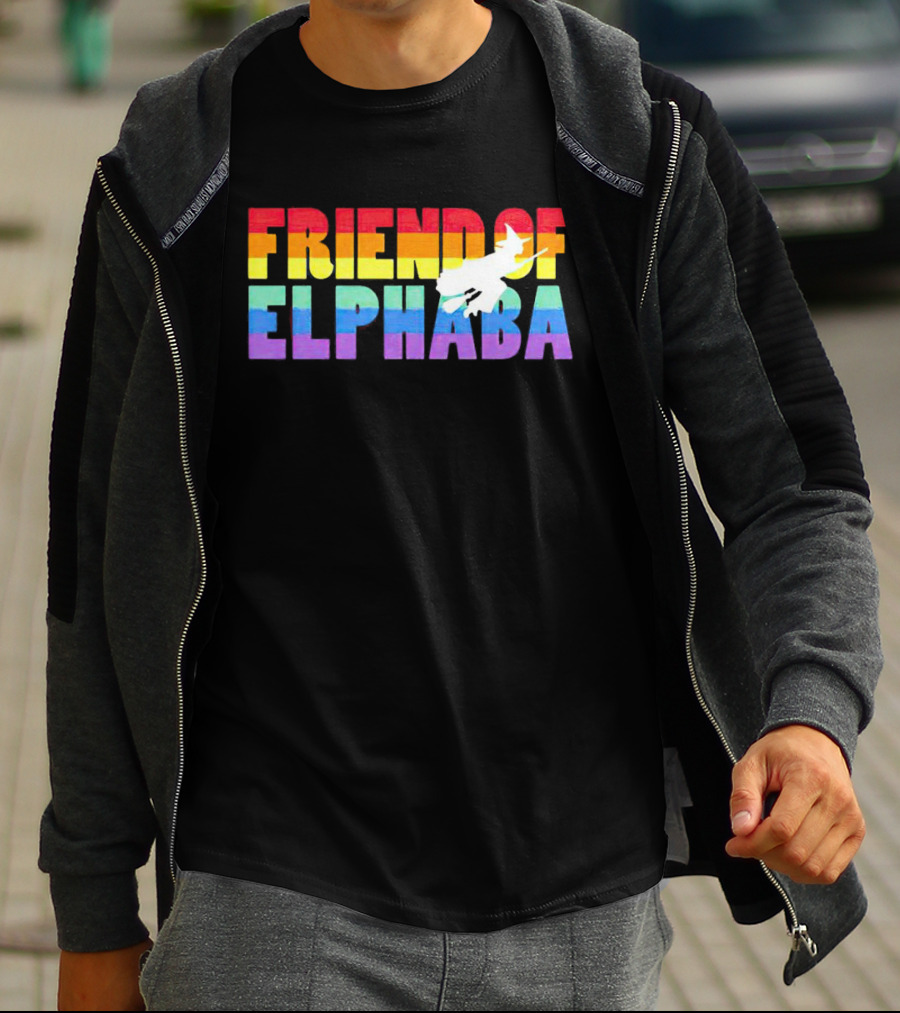 Friend Of Elphaba Pride Rainbow Flying Witch T-Shirt