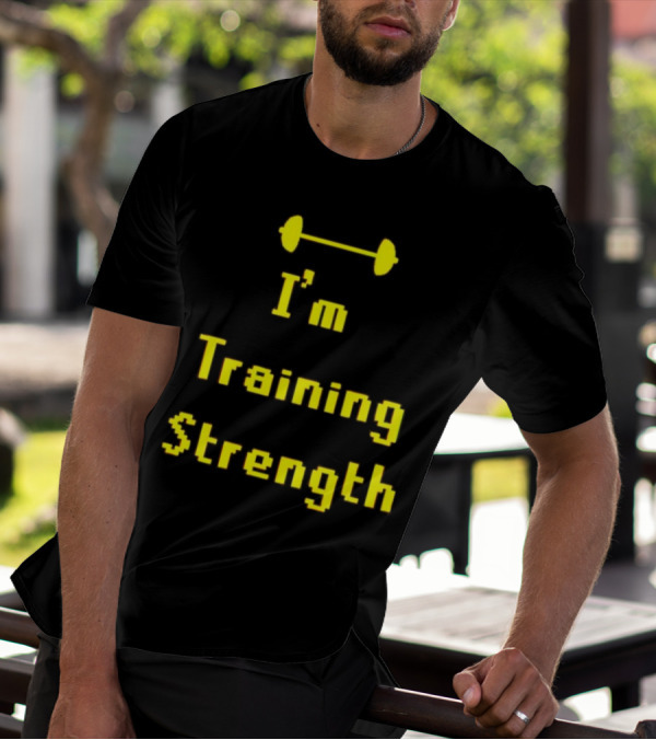 I'm Training Strength Retro Pixel Dumbbell T-Shirt