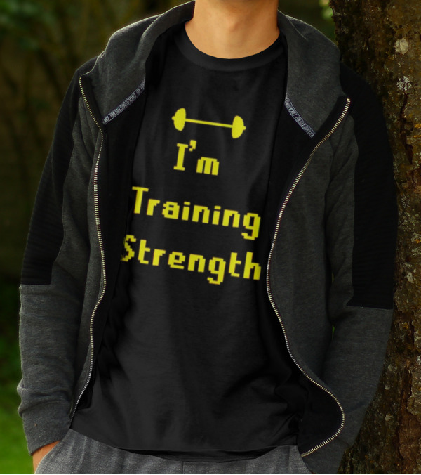 I'm Training Strength Retro Pixel Dumbbell T-Shirt