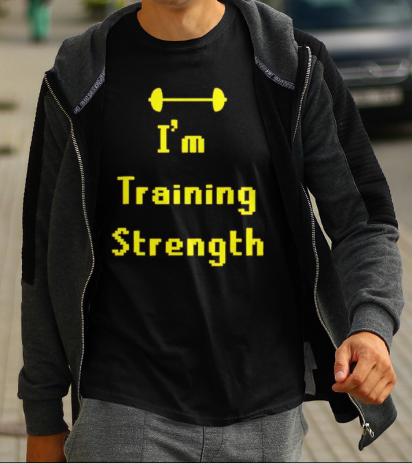 I'm Training Strength Retro Pixel Dumbbell T-Shirt