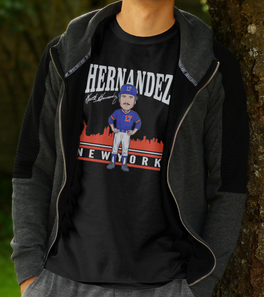 Hernandez Keith Hernandez Caricature New York 17 Signature T-Shirt