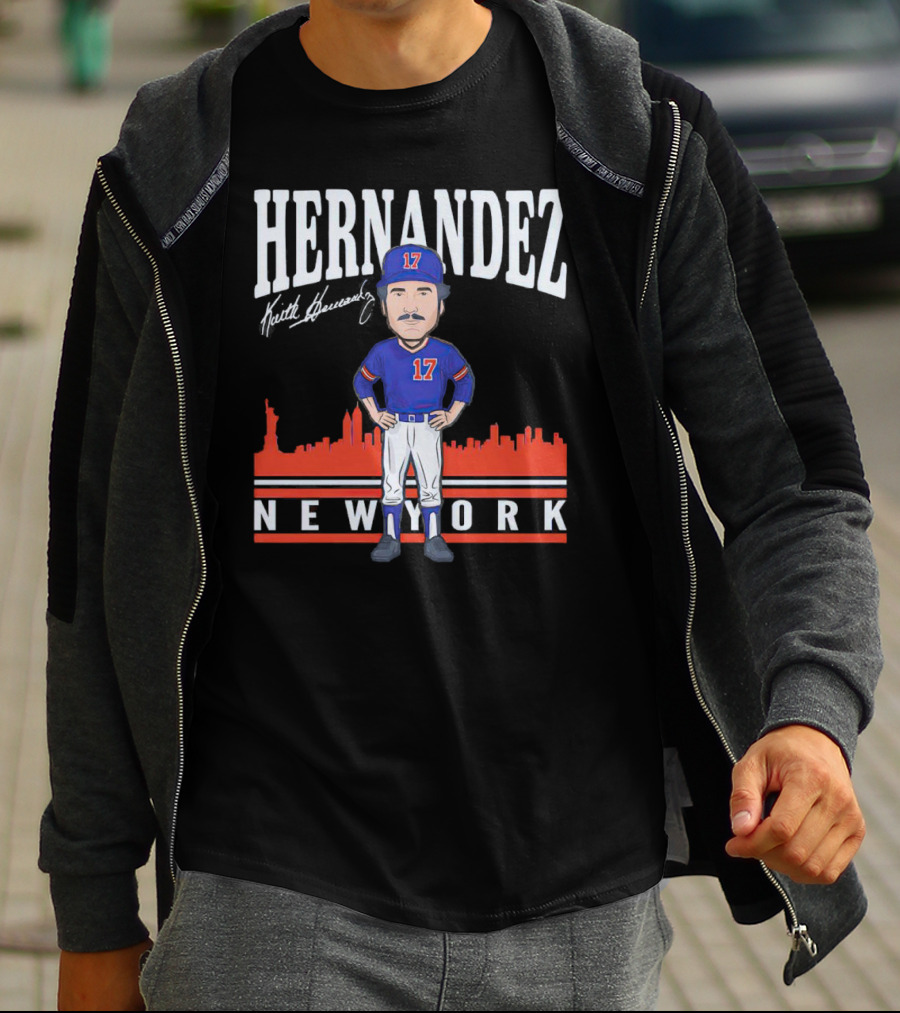 Hernandez Keith Hernandez Caricature New York 17 Signature T-Shirt