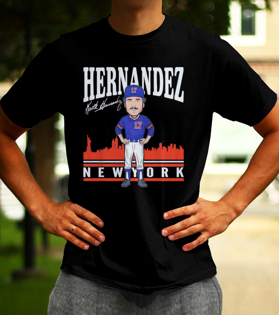 Hernandez Keith Hernandez Caricature New York 17 Signature T-Shirt