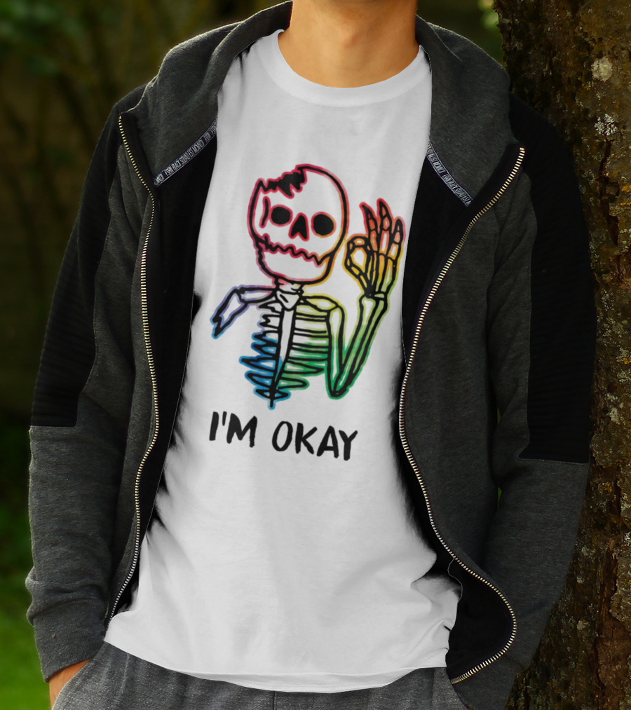 Skeleton Pride Gay Rainbow I'm Okay T-Shirt