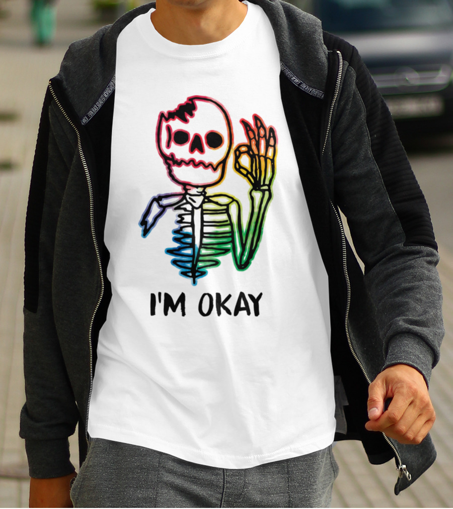 Skeleton Pride Gay Rainbow I'm Okay T-Shirt