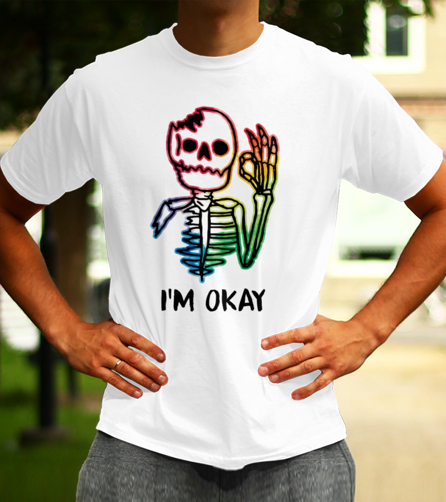 Skeleton Pride Gay Rainbow I'm Okay T-Shirt