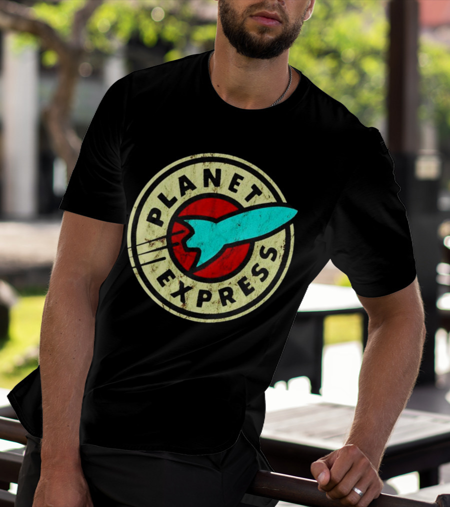 Futurama Retro Planet Express Vintage Rocket Emblem T-Shirt