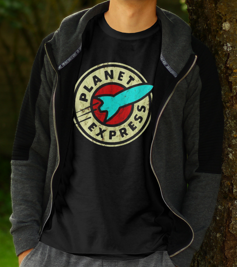 Futurama Retro Planet Express Vintage Rocket Emblem T-Shirt