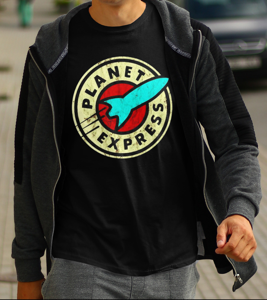 Futurama Retro Planet Express Vintage Rocket Emblem T-Shirt