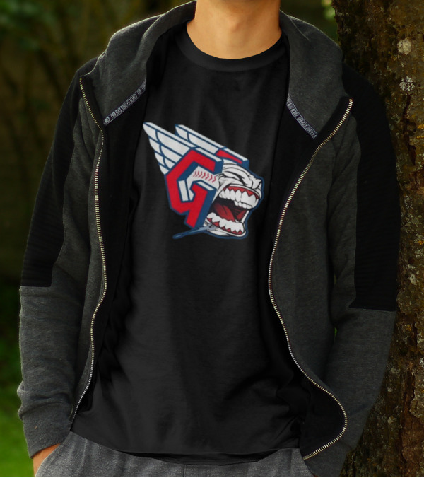 Cleveland Guardians Screaming G With Baseball Bat Wings T-Shirt