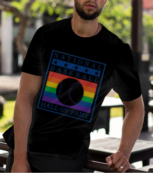 National Baseball Hall Of Fame Rainbow Pride Emblem T-Shirt