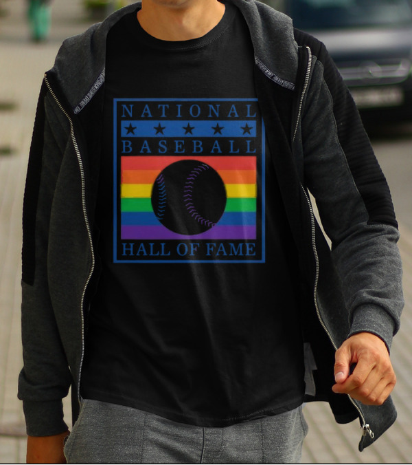 National Baseball Hall Of Fame Rainbow Pride Emblem T-Shirt