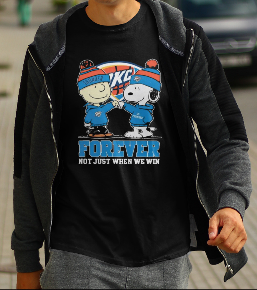 Snoopy Charlie Brown OKC Thunder Fist Bump Forever Not Just When We Win T-Shirt