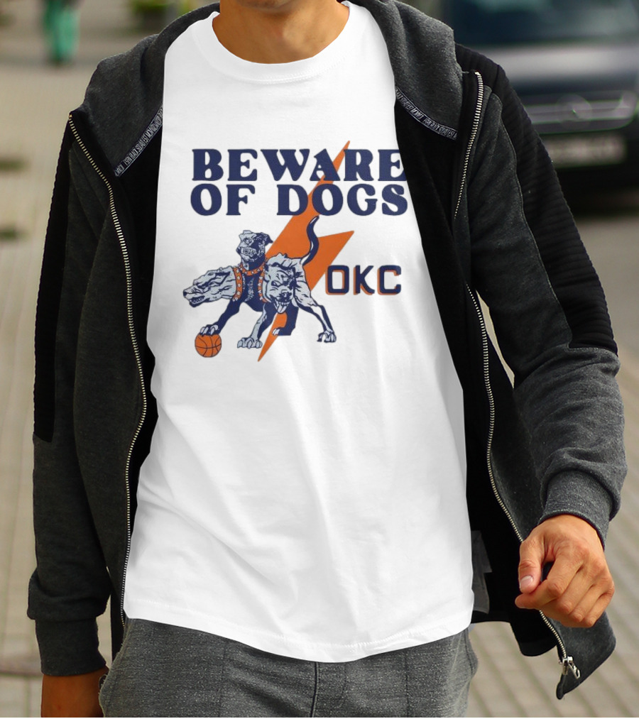 Beware Of Dogs OKC Thunder Basketball Team Lightning T-Shirt