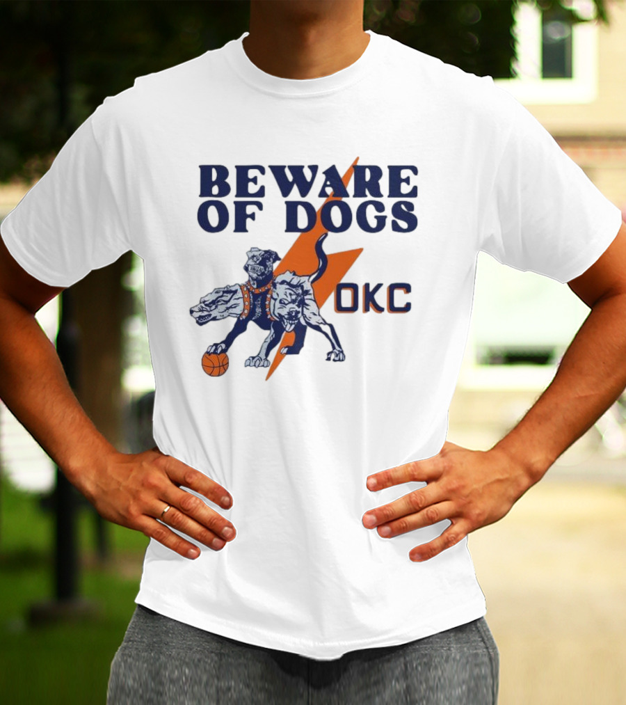 Beware Of Dogs OKC Thunder Basketball Team Lightning T-Shirt