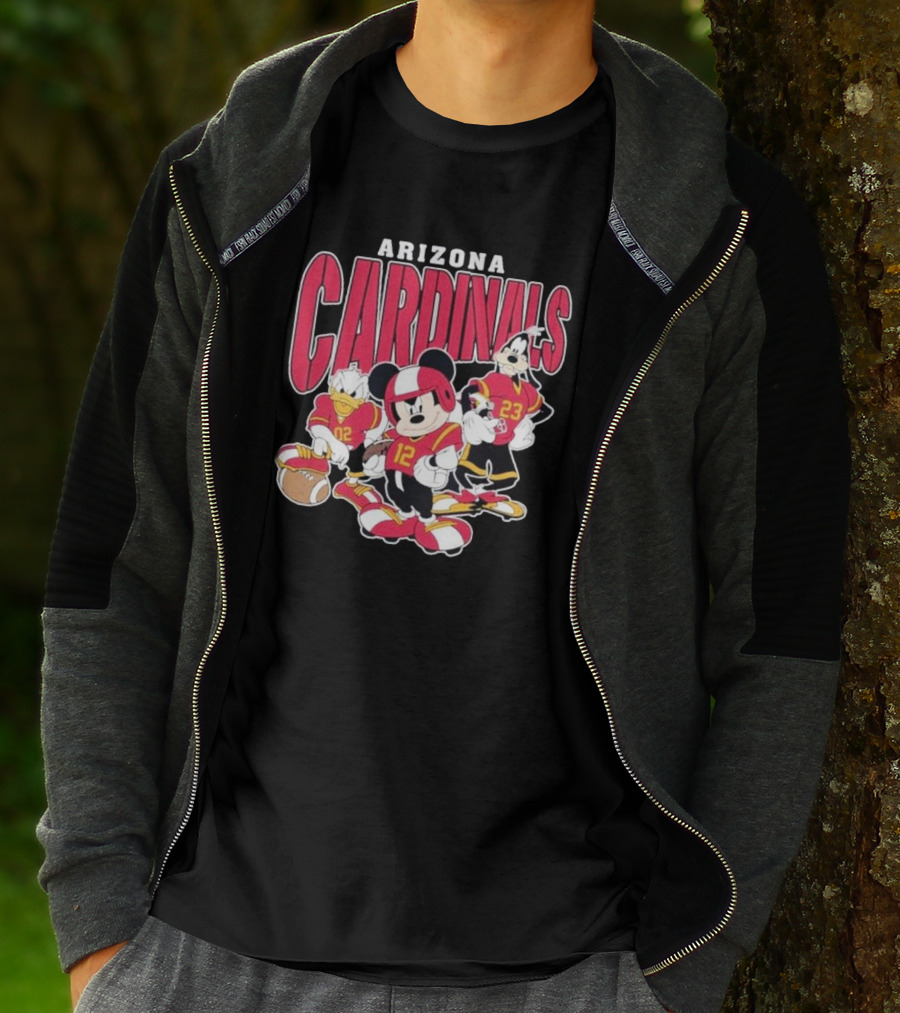 Arizona Cardinals Mickey Donald Duck Goofy Football Team T-Shirt