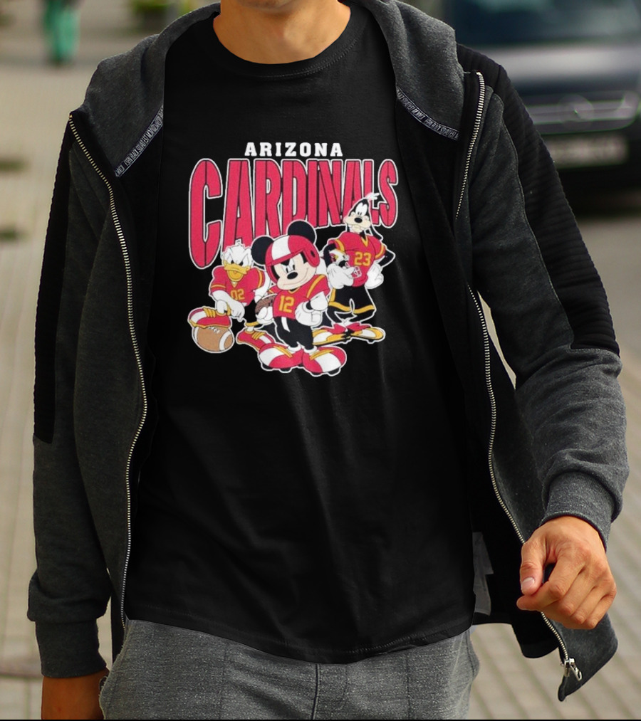 Arizona Cardinals Mickey Donald Duck Goofy Football Team T-Shirt