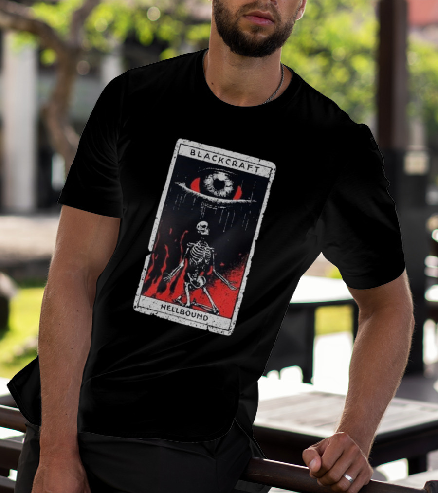 Blackcraft Cult Hellbound Tarot Skeleton Eye Flames T-Shirt