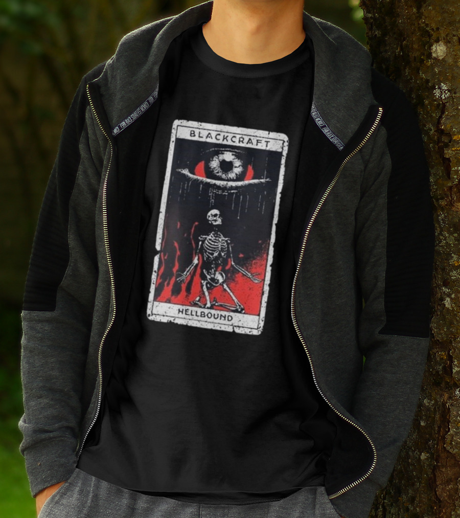 Blackcraft Cult Hellbound Tarot Skeleton Eye Flames T-Shirt