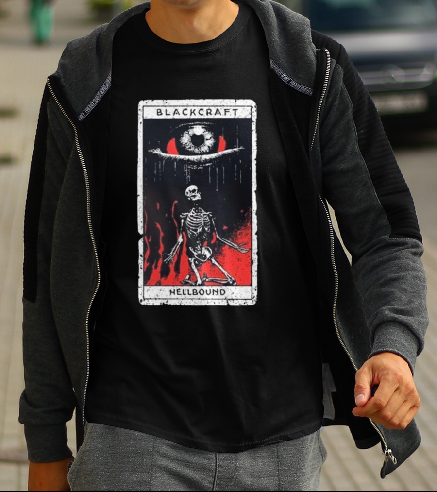 Blackcraft Cult Hellbound Tarot Skeleton Eye Flames T-Shirt