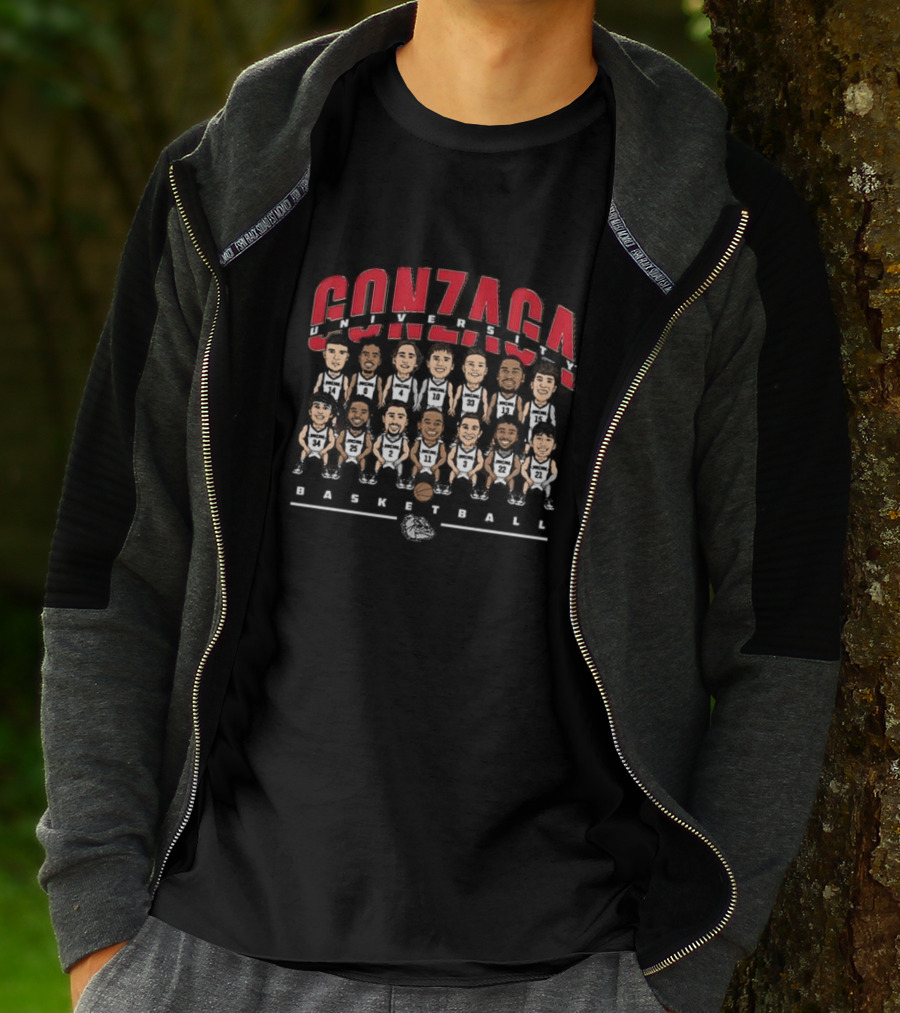 Gonzaga University Basketball Team Caricature With Bulldog T-Shirt