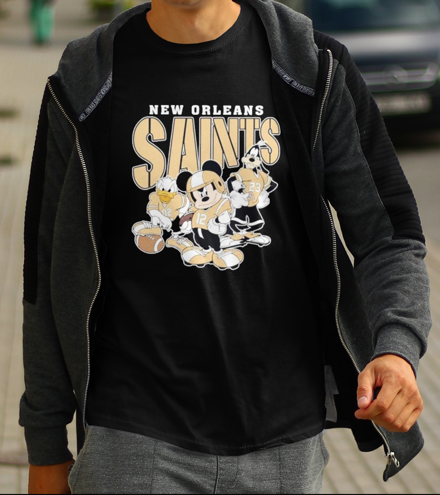 New Orleans Saints Mickey Donald Duck Goofy Football Team T-Shirt