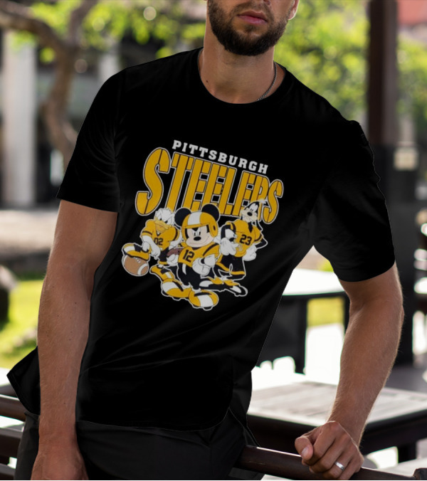 Pittsburgh Steelers Mickey Mouse Donald Duck Goofy Football Team T-Shirt