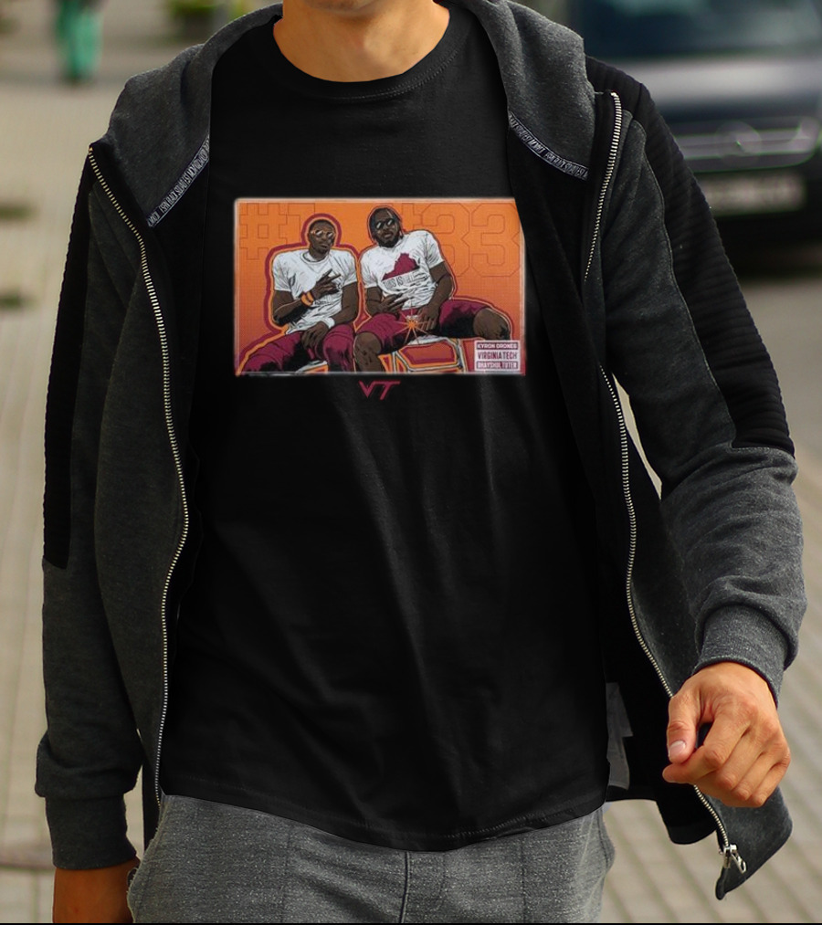 Kyron Drones And Bhayshul Tuten Virginia Tech NCAA Football Caricature #33 VT T-Shirt
