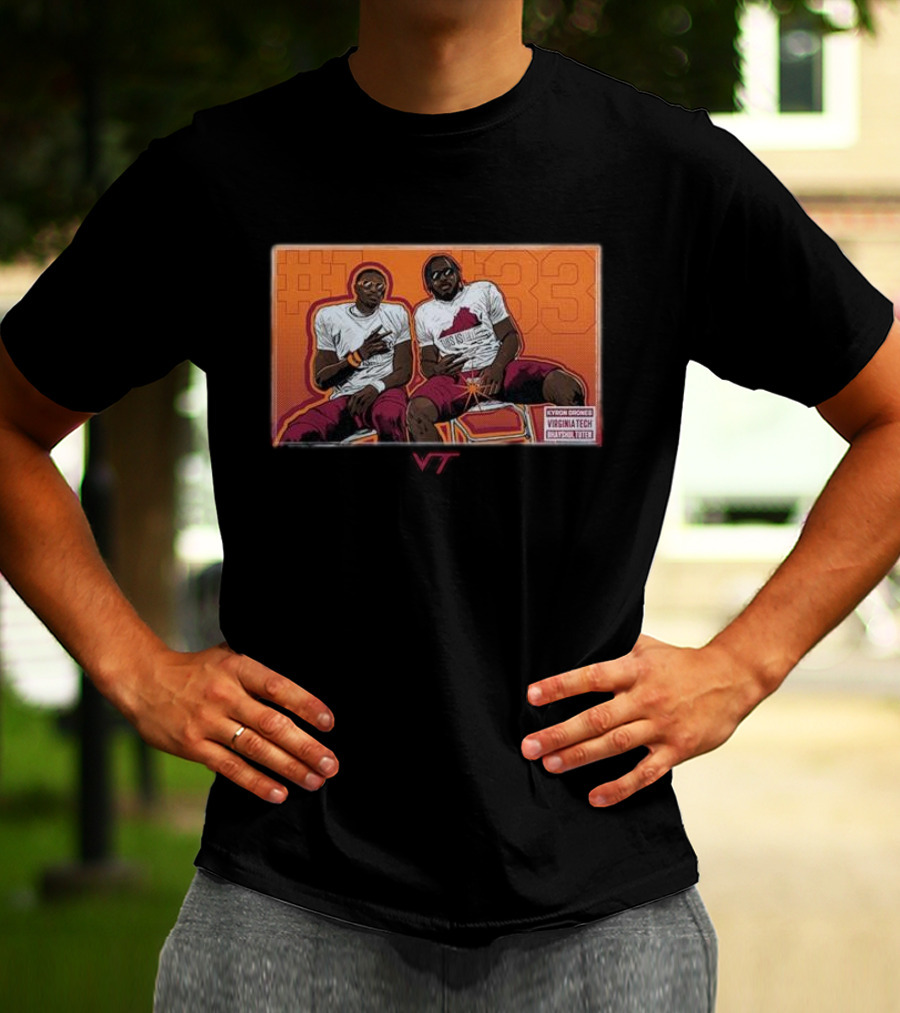 Kyron Drones And Bhayshul Tuten Virginia Tech NCAA Football Caricature #33 VT T-Shirt