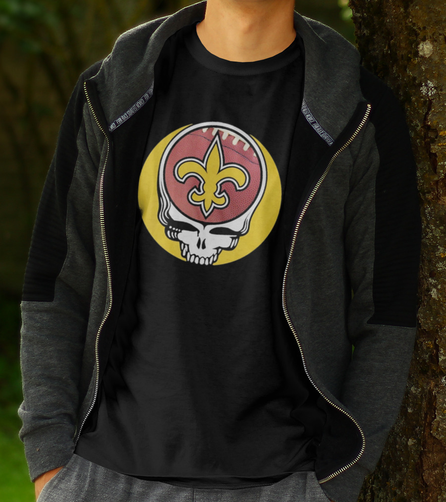 New Orleans Saints Grateful Dead Skull Logo Football T-Shirt