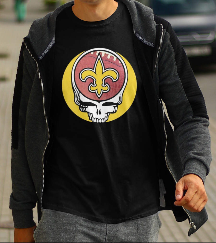 New Orleans Saints Grateful Dead Skull Logo Football T-Shirt