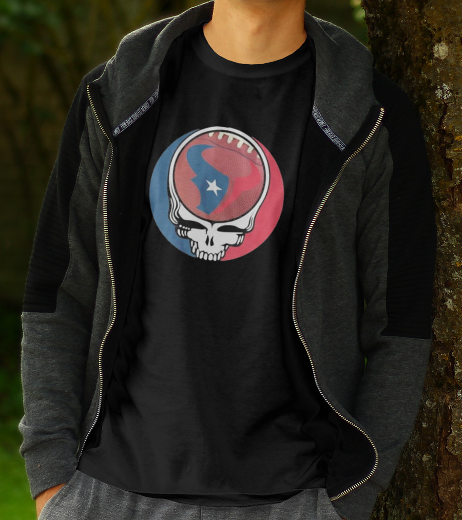 Original Houston Texans Grateful Dead Football Skull T-Shirt