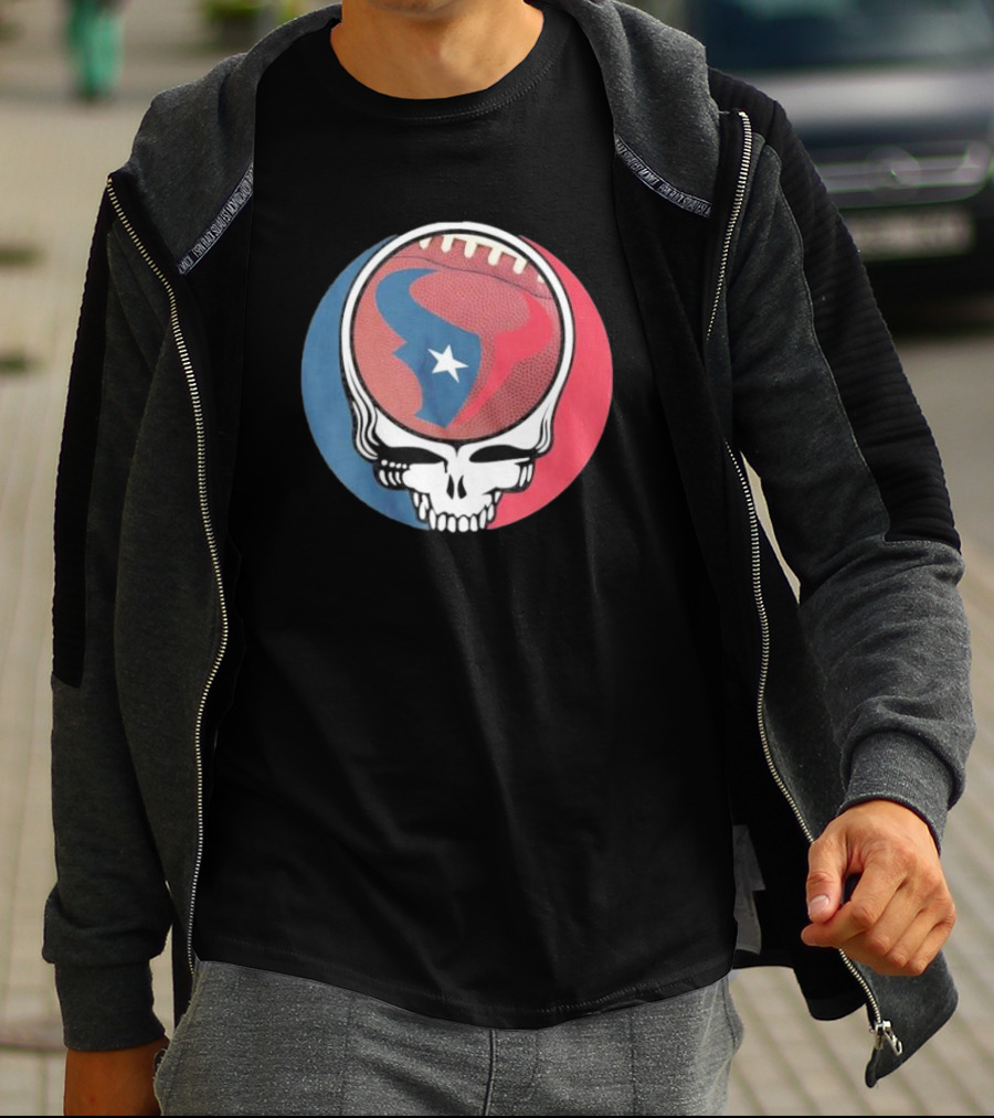 Original Houston Texans Grateful Dead Football Skull T-Shirt