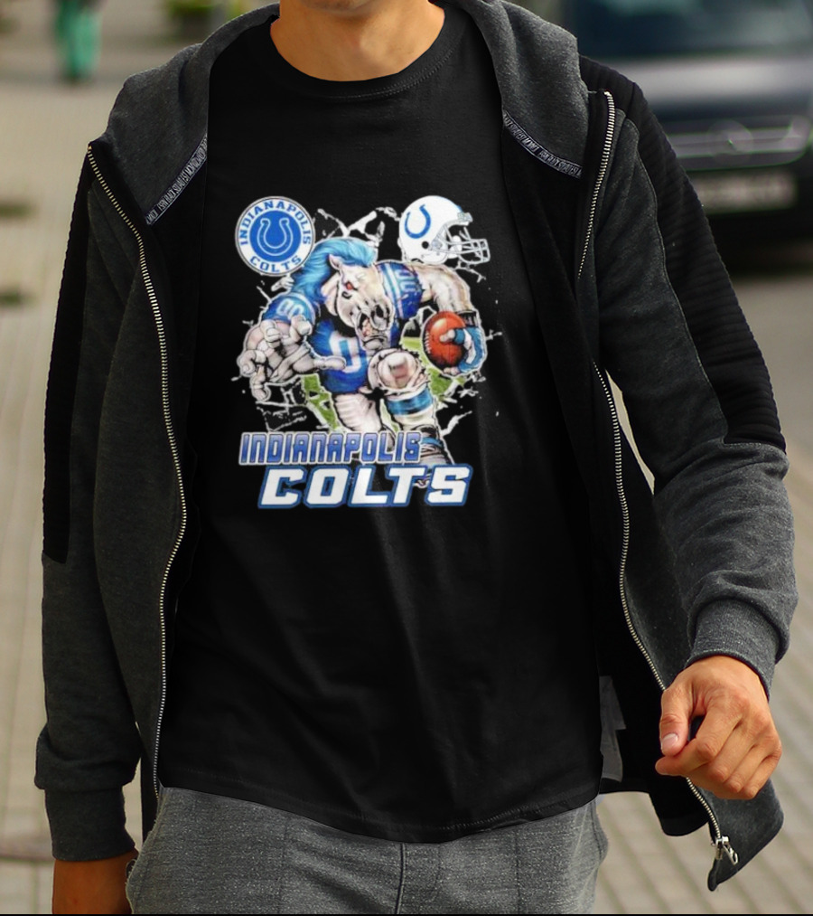 Indianapolis Colts Mascot Breaking Through Wall Vintage T-Shirt
