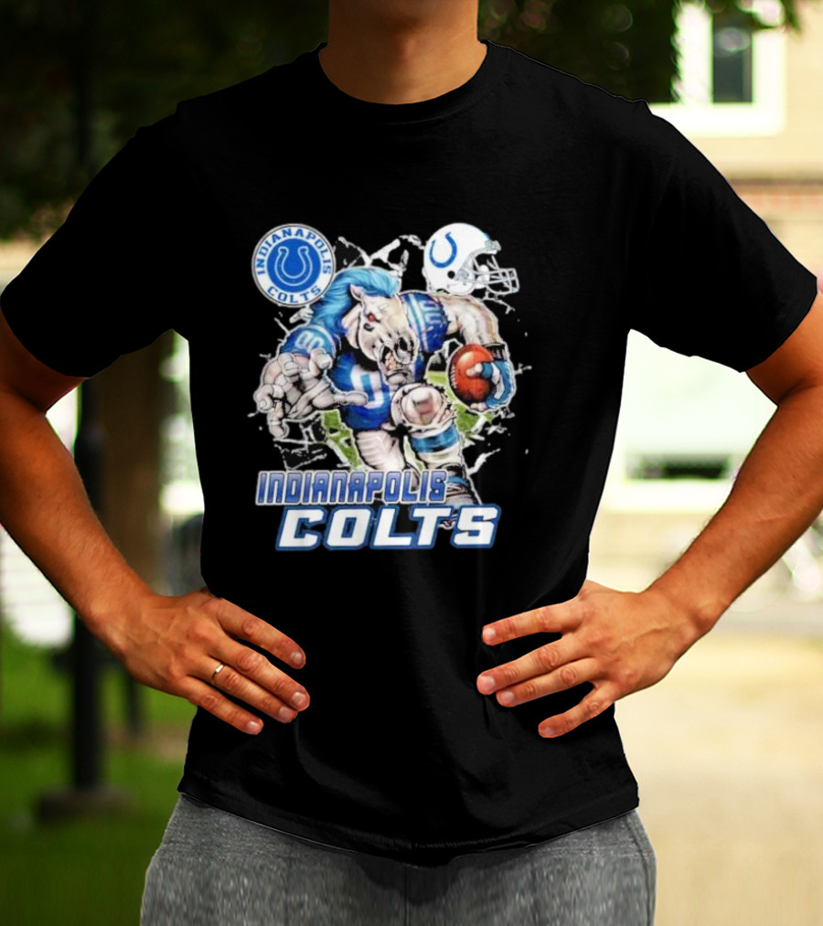 Indianapolis Colts Mascot Breaking Through Wall Vintage T-Shirt