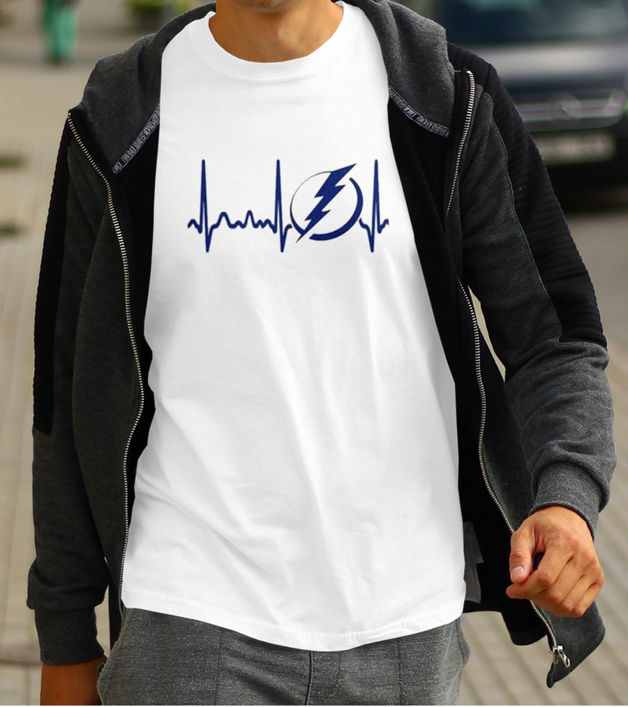 Tampa Bay Lightning Heartbeat Symbol Hockey T-Shirt