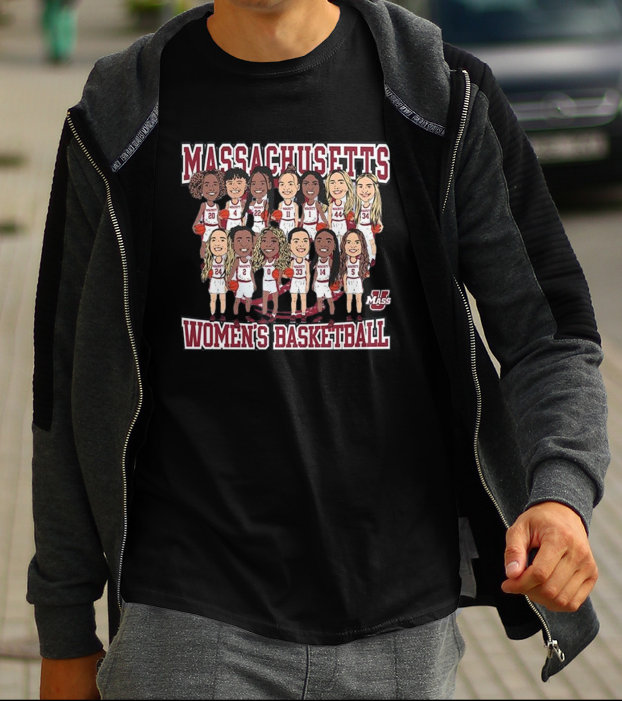 Massachusetts UMass Women's Basketball Team Caricature T-Shirt