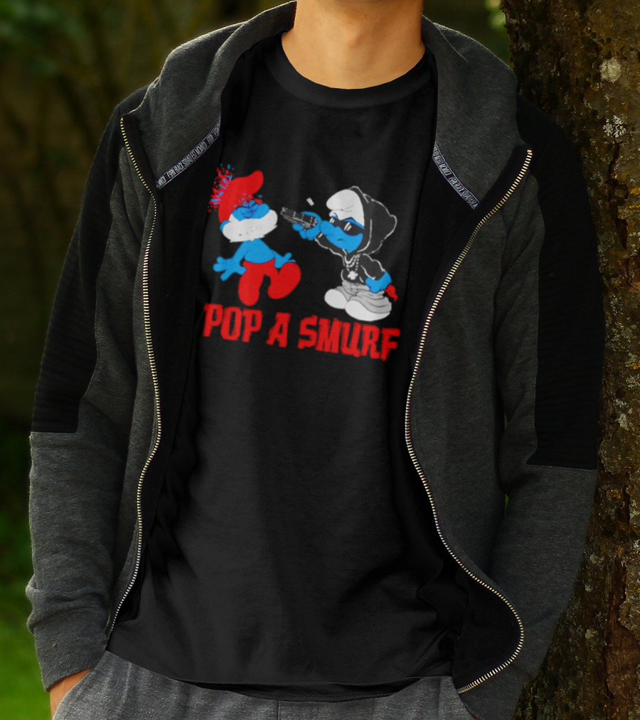 Pop A Smurf Gangster Smurf With Spray Can Urban T-Shirt