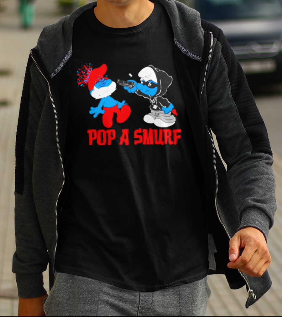 Pop A Smurf Gangster Smurf With Spray Can Urban T-Shirt