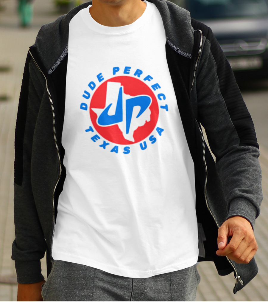 Dude Perfect JP Logo Texas USA Red Black Blue T-Shirt