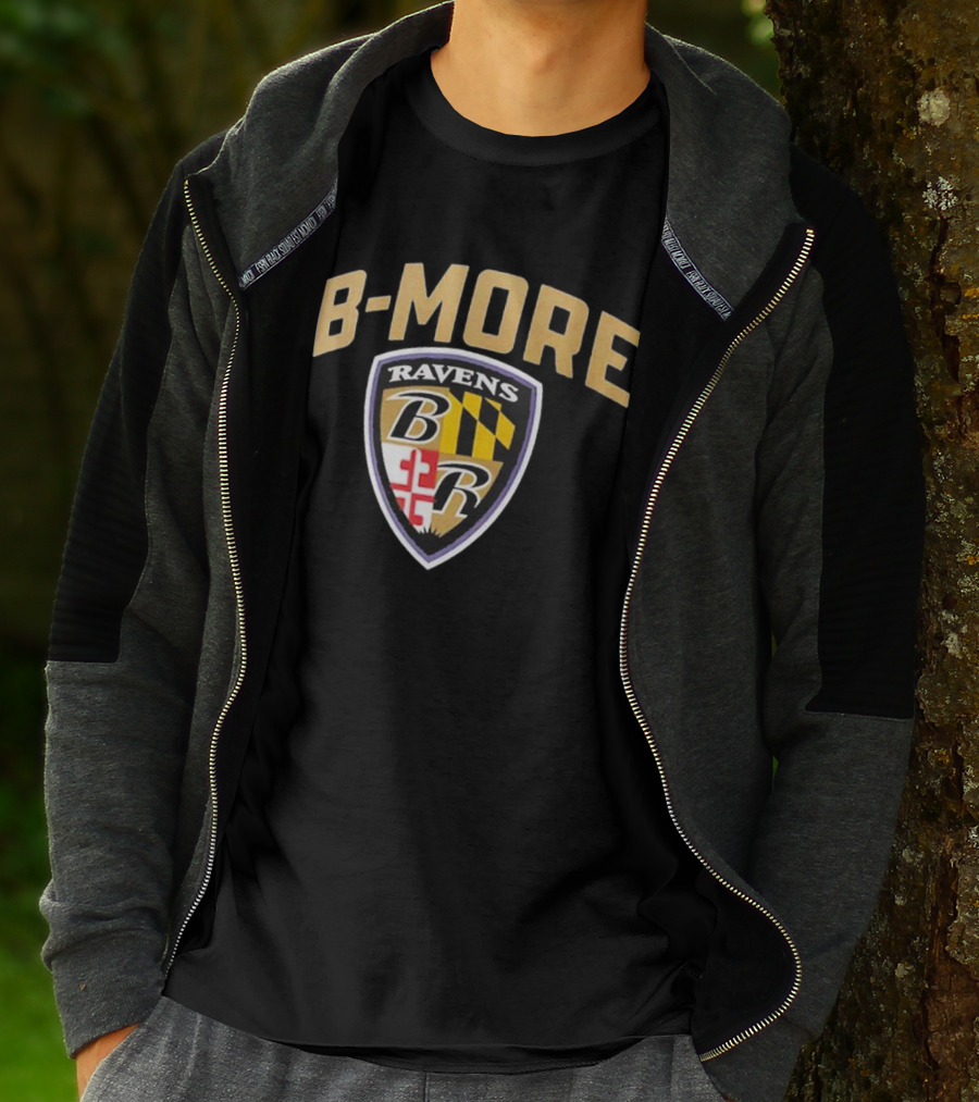 B-MORE Baltimore Ravens Logo Shield Ravens B R T-Shirt