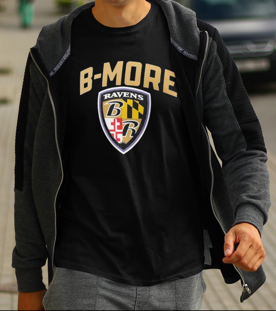 B-MORE Baltimore Ravens Logo Shield Ravens B R T-Shirt