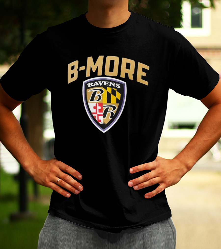 B-MORE Baltimore Ravens Logo Shield Ravens B R T-Shirt